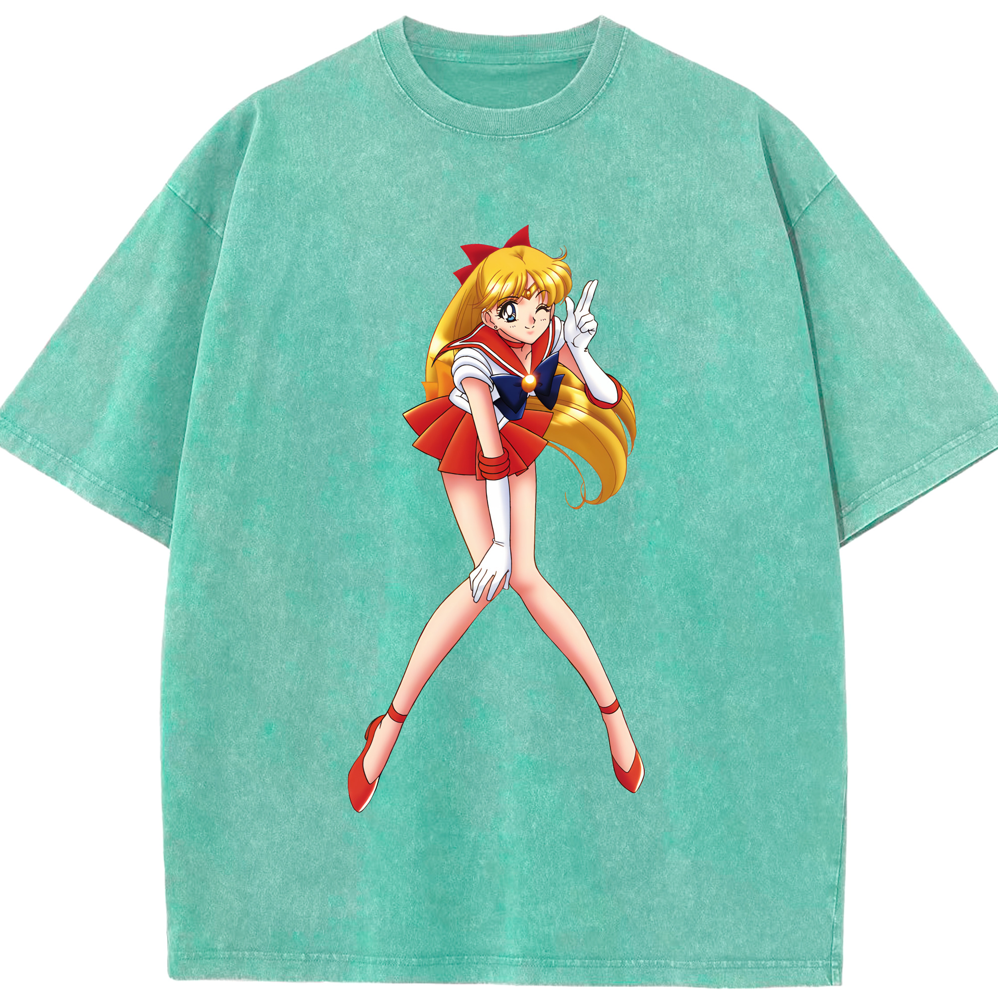 （画像用） 美少女戦士セーラームーン 愛野 美奈子 あいの みなこ Sailor Moon Aino Minako 綿100% ヴィンテージ風 半袖Tシャツ（フロントプリント）
